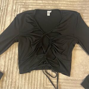 Long Sleeve Lace Up Top